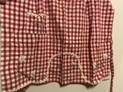Vintage 60 s Red White Gingham Check   Flowers Half Apron Pocket Cottage Nwot