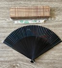 Vtg Japanese Mt  Fuji Hand-painted Silk bamboo Folding Fan 1950 s  chopsticks