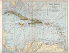 West Indies Caribbean Antique Map 1921 Cuba Jamaica Haiti Atlas Map
