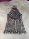 Vintage Afghan Kuchi Tribal Pendant Big Unique Jewelry Blue Center  19101 