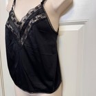 Vintage Ashley Taylor Camisole Top M Black Lace Satin Sheer Coquette Whimsigoth