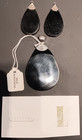 Lee Sands Abalone Shell Mother Of Pearl Pendant Earrings Set Teardrop Sterling