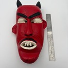 Vintage Hand Carved Wooden Mask Mexico Red Painted