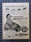 1950 Puss    n Boots Cat Food Original Vintage Print Ad Baby Cats Wall Art Decor 