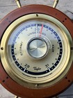 Vintage Taylor Barometer Mahogany And Brass Round Ships Wheel 7 5    Wall Mounted