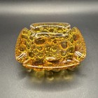 Vintage Mcm Mid Century Amber Bubble Glass Trinket Dish Ashtray Libbey 4 