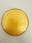 Vintage Rac Guilloche Enamel Floral Motif Circular Powder Compact Box Yellow