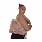 Chanel Pink Patent Clear Cc Logo Medium Tote Bag Snap Closure Gold Hardware