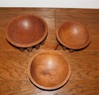 Vintage  Kava Ceremonial Bowl Set Of 3 Hand-carved South Pacific Samoa