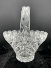 Mid-century Crystal Clear Pressed Glass Candy Dish-basket