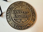 Ratner Safe Co Bankers Engineers London Heavy Brass Vault Plaque 6  Diameter 