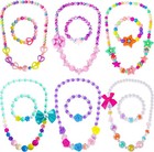 Little Girls Necklace Bracelet  6 Sets Lovely Colorful Beads Jewelry Princess   