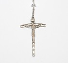 Vintage Estate Sterling Silver   Crystal Rosary 36  Religious Crucifix Catholic