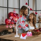 2 Pack 24 Artificial Birch Heart Tree With Led Lights Valentine Table Decor
