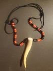 Vtg Handmade Beaded Deer Antler Native American Pull Over Necklace 18 Inch