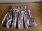 Crewcuts J  Crew Silver Metallic Pleated Faux Leather Zip Skirt Girls 8