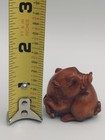 Japanese Boxwood Netsuke Pig Hand Carved Figurine Artist Signed