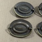 Set Of 4 Vintage Antique Brass Oval Drop Bail Drawer Pulls Handles  4705