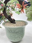 Vintage Chinese Jade Bonsai Tree Gemstone Flowers Celadon Pot