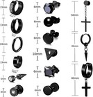 15 Pairs Earrings For Men  Stainless Steel Earrings Stud Kit For Men Women Fashi