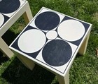 Pair Vintage Mid Century Modern Optic Design Mcm Square Plastic Tables 16 