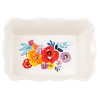 Pioneer Woman Flea Market Ruffle Top Rectangular Floral Ceramic Bakeware Set 2pc