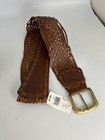 New Leather Braided Brown Wide Belt Brass Buckle Size M