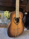 Vintage 1920s 30s Supertone Parlor Acoustic Guitar Rare Heart Tribal Design