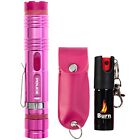 Police Stun Gun Burn Pepper Spray Combo Women Self Defense M12 Pink