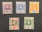 Ceylon 1921-1933 King George Stamps Sc  237  238  239  240  249 - All Cancelled