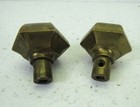 Pair Antique Vintage Bronze Brass Art Deco Door Knobs Hexagon 6 Sided 2 1 4 