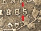 1885 Canada 5 Cents Iccs F15 Small 5 Over 5  6844q