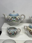 Vintage Japan Childrens Large Lot  Porcelain Tea Set  Blue Floral 2 Patterns
