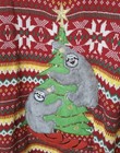 Unisex Sloth Ugly Holiday Christmas Embroidered Funny Striped Sweater Size Xl