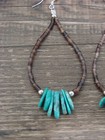 Native American Hand Beaded Turquoise Stone Dangle Earrings By Jake