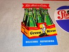 Vintage Soda Sign Lot Of 2  Green River Mermaid Pepsi Cola Woman Metal Gas   Oil
