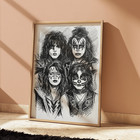 Kiss Rock Band Drawing Sketch Print 8 x10   Kiss Wall Art Home Decor