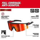 Milwaukee Wrap Around Safety Glasses  Red Mirrored Anti-scratch Lenses  Black