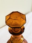 Vtg Amber Glass Decanter Diamond Point Genie Bottle   Stopper 12    Mcm Barware