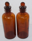Matching Set Antique Amber Glass Apothecary Pharmecutical Glass Bottle W Stopper