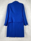 Le Suit 2pc Skirt Suit Women   s 10 Blue Blazer Buttons Long Sleeves Shiny