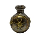 Antique Moroccan Brass   Metal Powder Water Flask Sun Moon Face Star Brutalist