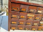 Vintage 32 Drawer Apothecary   American Hardware Store Oak Wooden Cabinet