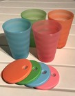 New Tupperware Impressions Tumblers   Cups  4  16 Oz Dripless Seals Fruit Colors
