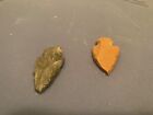 Lot Of 2 Flint 1 4  Arrowheads Spearhead Points Knife Blade Collection Ca Native