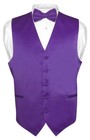Men s Dress Vest Bowtie Hanky Purple Indigo Color Bow Tie Set For Suit Or Tuxedo