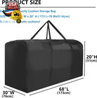 Outdoor Cushion Storage Bag  Waterproof Extra-large Black Outdoor Patio Cushion