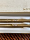 Vtg 1970   s Paper Mate Pen   Pencil Set     Gold Tone     Double Heart Pink New Rare