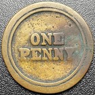 Antique Vintage Masonic    one Penny    Token Freemason Bronze Lodge Coin Exonumia