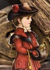Victorian Die Cut Scrap Of Girl In Dress Winter Christmas - L1